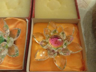 Lote 2 Flores Loto Cristal Decorativas