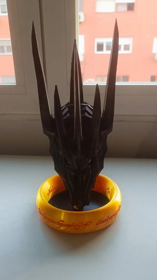 Busto Casco de Sauron y Anillo Poder 3D