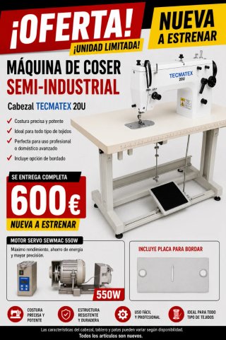 Máquina de Coser Semi-Industrial Tecmatex 20U