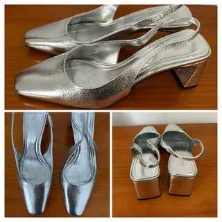 Zapatos destalonados Zara plata talla 38