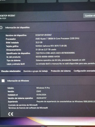 PC Super Gamer Ryzen 7 RTX3070Ti 32GB