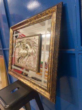 Cuadro Caballos Nácar Dorado