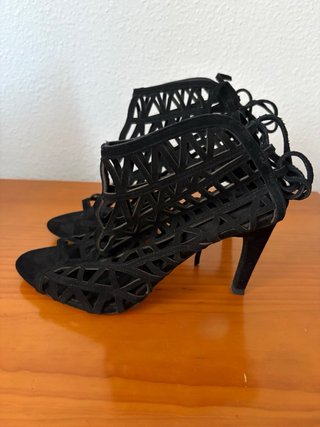 Sandalias Zara Ante Negro Talla 38