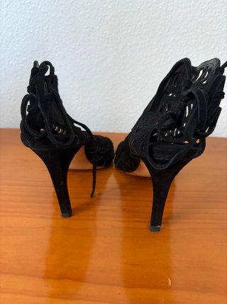 Sandalias Zara Ante Negro Talla 38