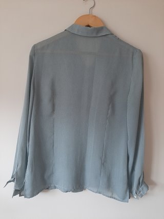 Camisa de talle recto rayas azul y blanco talla M