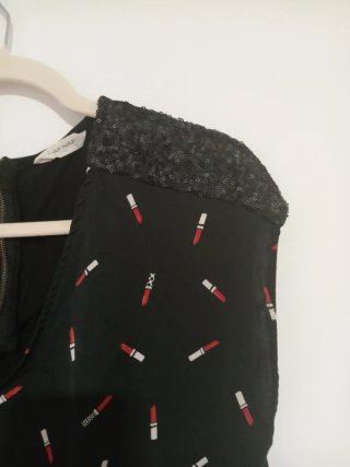 Blusa NAF NAF Estampado Pintalabios Azul Oscuro