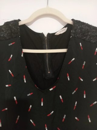 Blusa NAF NAF Estampado Pintalabios Azul Oscuro