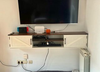 Soporte TV Flotante Blanco y Madera