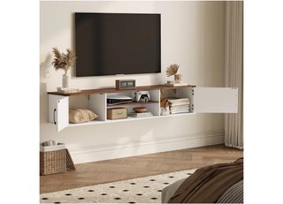 Soporte TV Flotante Blanco y Madera