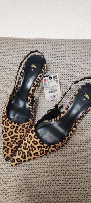 Sandalias Zara Tacón Leopardo Talla 38