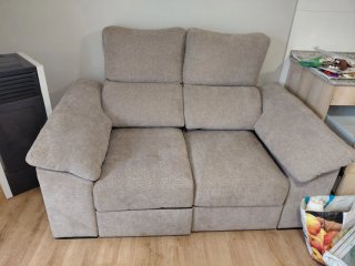 Divano a 2 posti in tessuto beige/grigio