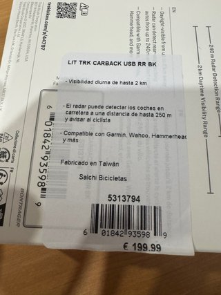 Luz Trasera Radar CarBack Trek