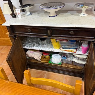 Mueble aparador antiguo madera m, mármol y cristal