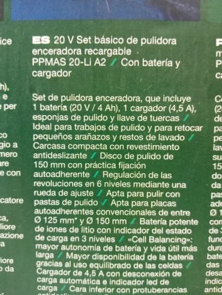 Pulidora Enceradora Parkside 20V + Batería 4Ah