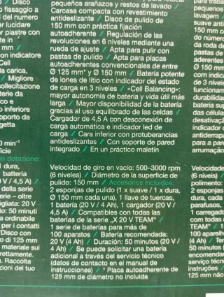 Pulidora Enceradora Parkside 20V + Batería 4Ah
