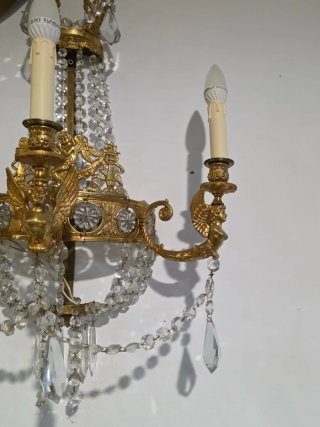 Antiguos apliques de pared Imperio bronce cristal