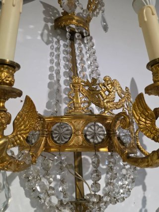 Antiguos apliques de pared Imperio bronce cristal