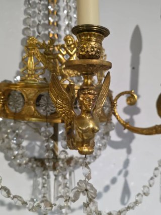 Antiguos apliques de pared Imperio bronce cristal