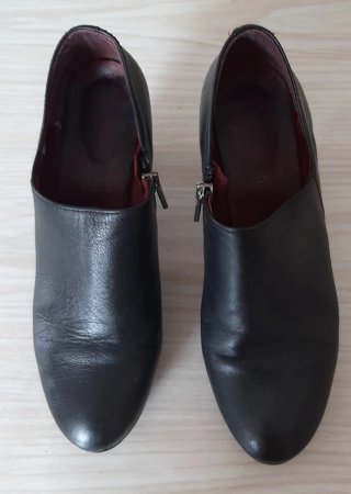 Botines de piel de tacón negros mujer invierno