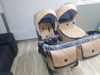 Carro gemelar color beige