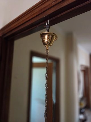 Lampadario anni 80 vetro e metallo