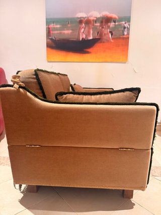 Divano a 2 posti in velluto beige - boutique