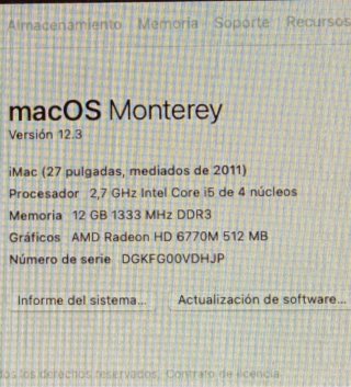 iMac 27" Apple OS MONTEREY 12.3  SSD 1 TB