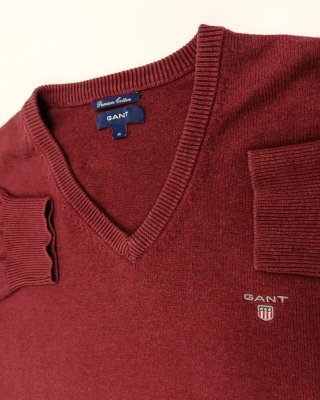 Jersey GANT Lana Merino Burdeos Cuello Pico XL