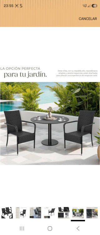 tectake® Sillas de Ratán y Acero Apilable, jardín