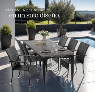 tectake® Sillas de Ratán y Acero Apilable, jardín