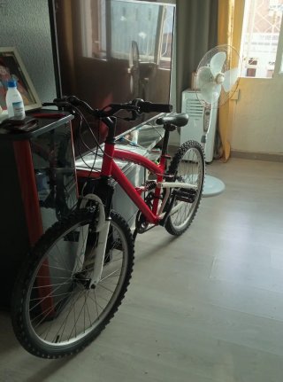 Bicicleta Montaña Roja Doble Suspensión