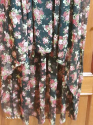 Vestido Chifón Flores Negro Talla M
