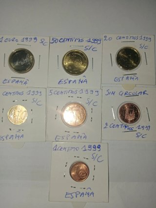 S/C tira Euro España 1999 sin circular 7 valores.