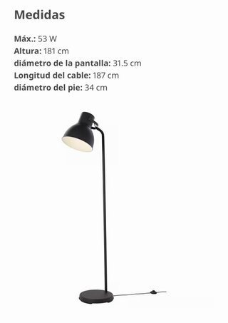 Lámpara de pie IKEA gris oscuro