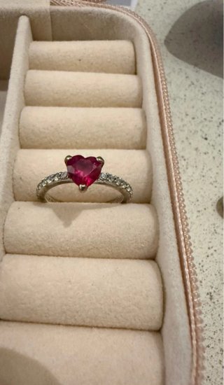 Anello cuore rosso e argento