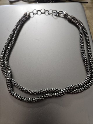 Collar doble cadena tipo palomitas plata