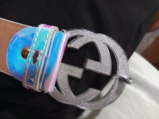 Cinturón Gucci Hebilla Doble G Plata