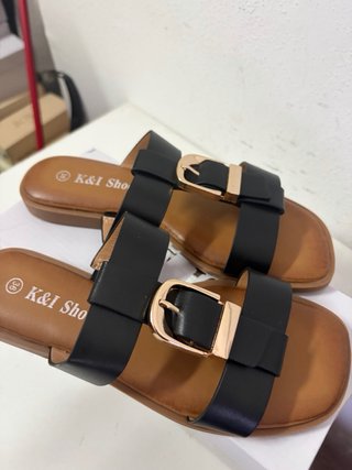 Sandali donna nero fibbia oro tg 36 nuovo