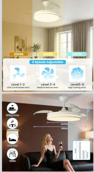 Ventilatore Lampadario Soffitto (pale a scomparsa)