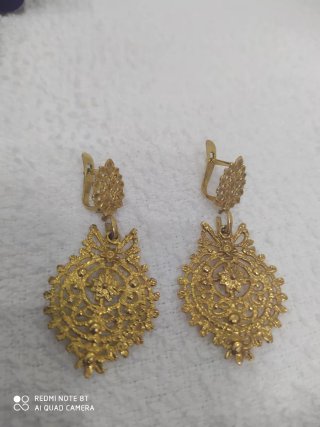 Pendientes antiguo de plata dorado 925