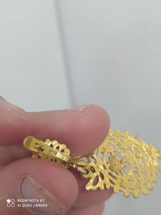 Pendientes antiguo de plata dorado 925