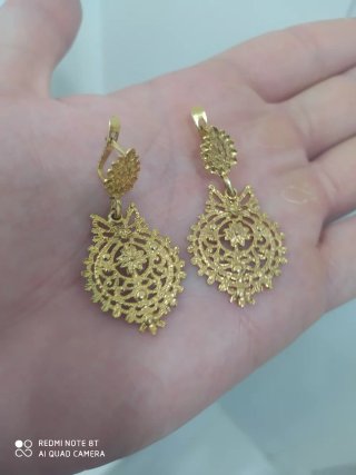 Pendientes antiguo de plata dorado 925