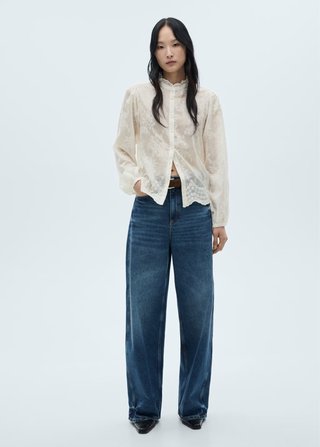 MANGO camisa mujer lyocell bordada M sin estrenar