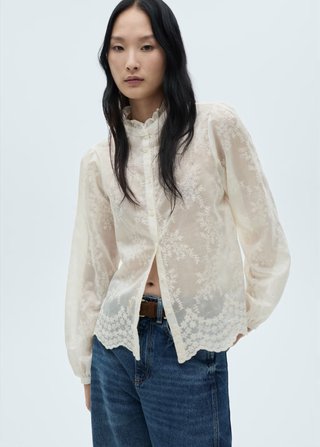 MANGO camisa mujer lyocell bordada M sin estrenar