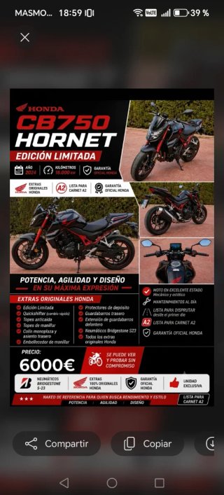 Honda CB750 Hornet Edición Limitada