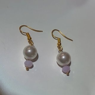 Pendientes perla y piedra lila
