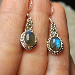 Pendientes Plata 925 Labradorita Azul