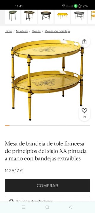 Antiguo mesa auxiliar  vintage bandejas