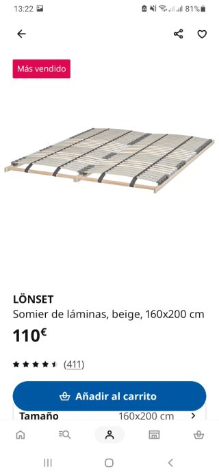LÖNSET Somier IKEA 80x200 cm