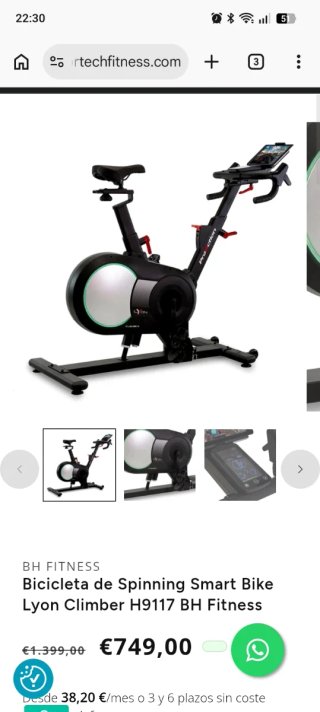 Bicicleta Estática BH Fitness Lyon